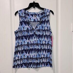 Lilly Pulitzer Dev Knit Tank Top Low Tide Navy Sails & Stripes Size Medium NWT